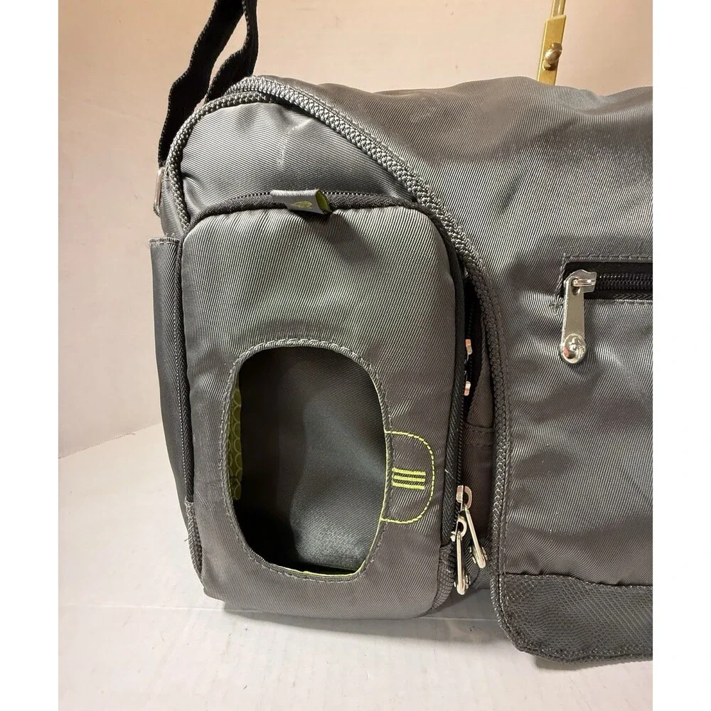 Fisher-Price Fast Finder Deluxe Messenger Diaper Bag Grey Green Baby Organizer
